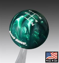Green Pearl Shift Knob with Engraved Shift Pattern & Logos
